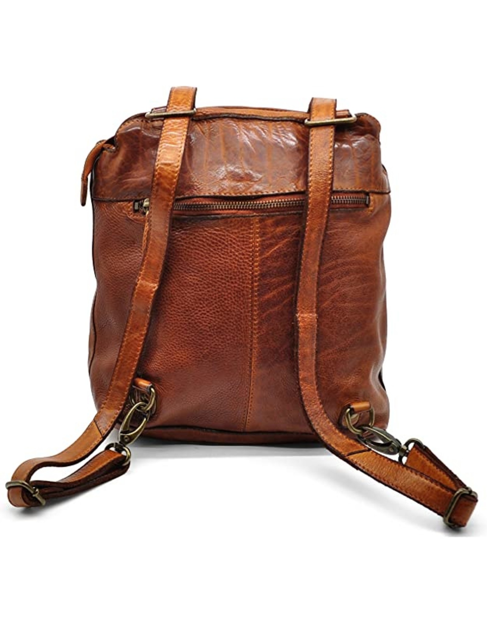 HillBurry Leather backpacks Leather shoppers - HillBurry backpack-shoulder bag washed leather (Tan)