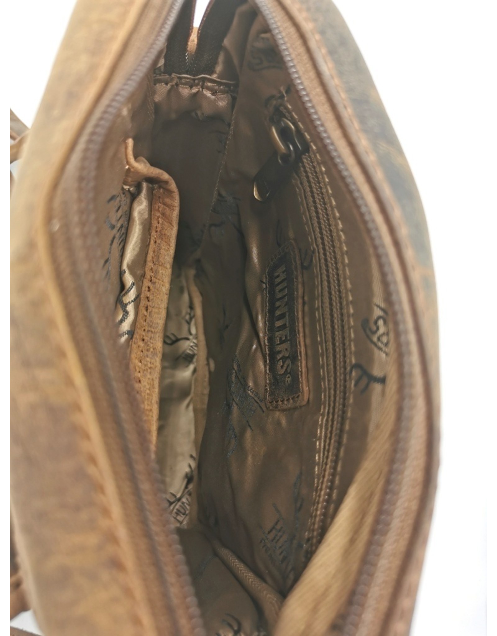Hunters Leren Schoudertassen Leren crossbody tassen - Hunters Schoudertas met voorvak en omslag klein formaat
