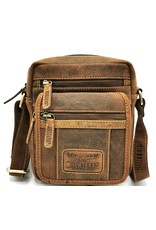 Hunters Leren Schoudertassen Leren crossbody tassen - Hunters Schoudertas met voorvak en omslag klein formaat