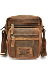 Hunters Leren Schoudertassen Leren crossbody tassen - Hunters Schoudertas met voorvak en omslag klein formaat