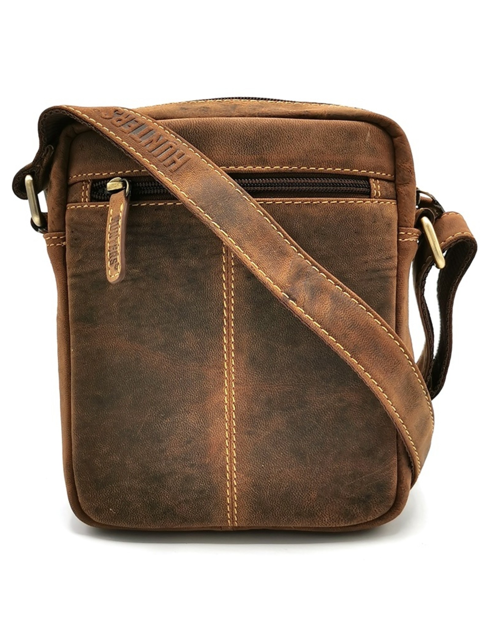 Hunters Leren Schoudertassen Leren crossbody tassen - Hunters Schoudertas met voorvak en omslag klein formaat