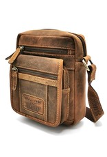 Hunters Leren Schoudertassen Leren crossbody tassen - Hunters Schoudertas met voorvak en omslag klein formaat