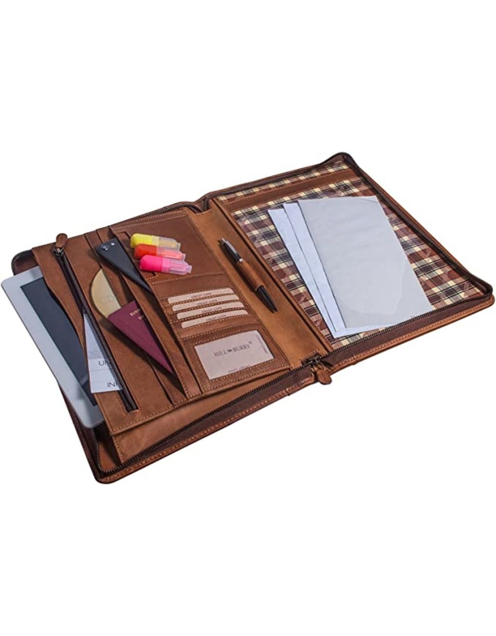 HillBurry Miscellaneous - Hillburry Writing case A4 file folder Vintage leather document organizer