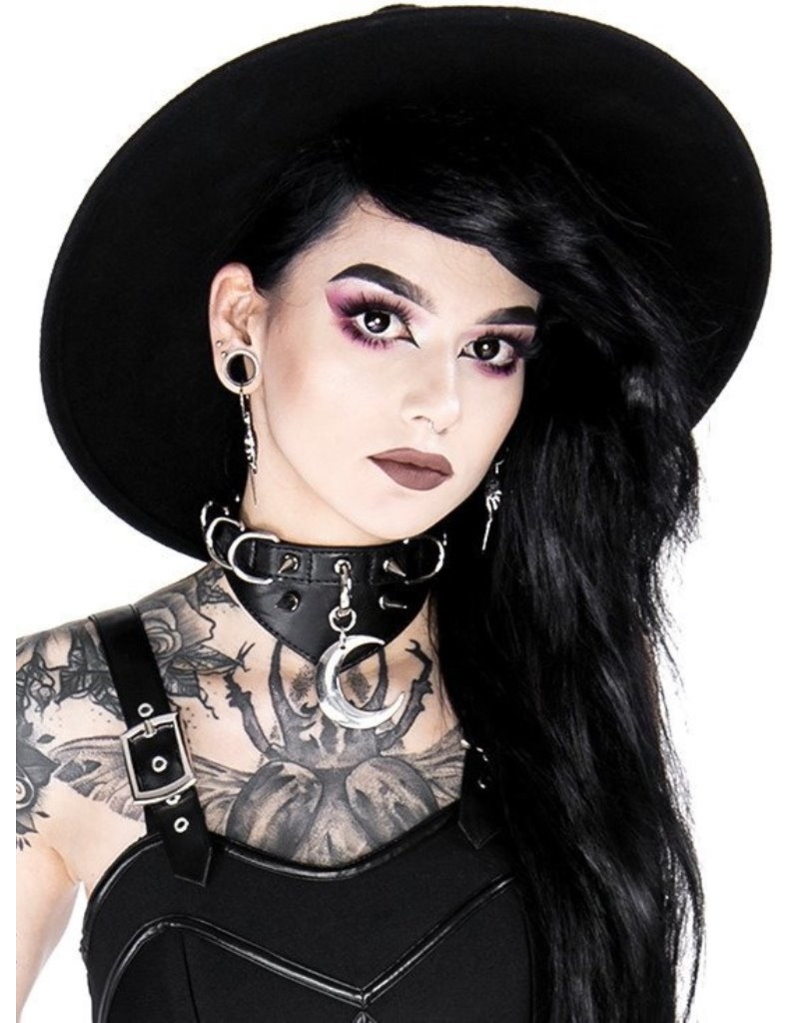 Restyle Gothic accessories - Gothic Choker Moon en D-Ring Collar Restyle