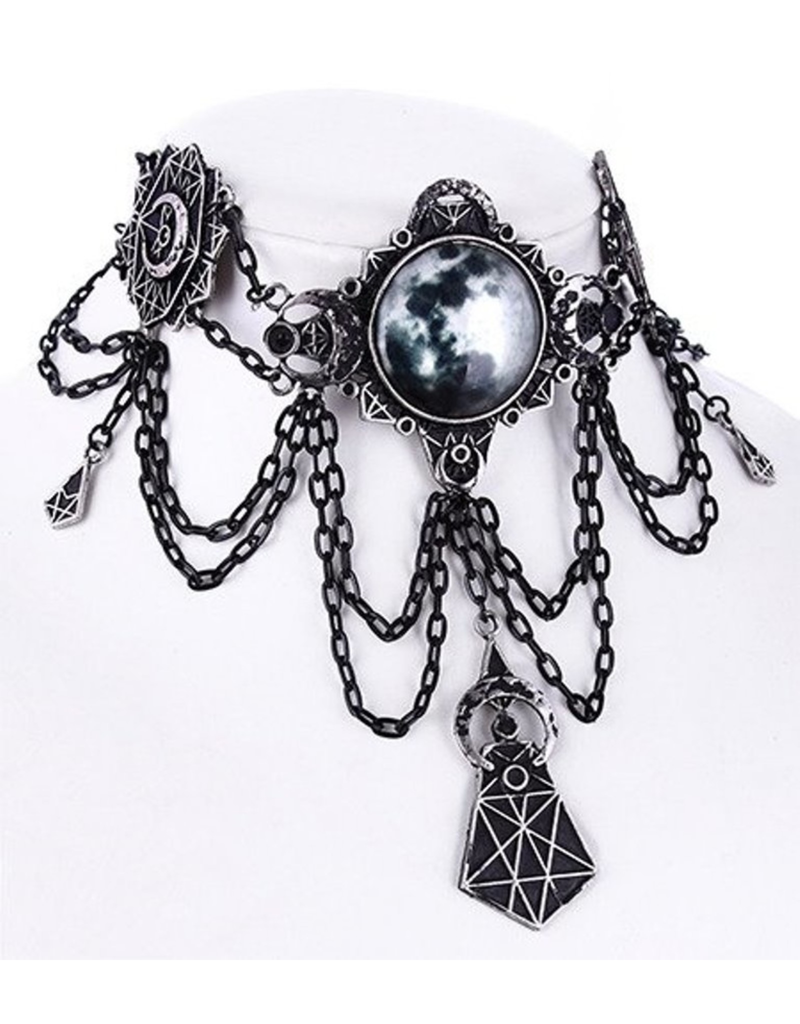 Restyle Gothic accessoires - Choker met maan Moon Geometry Restyle