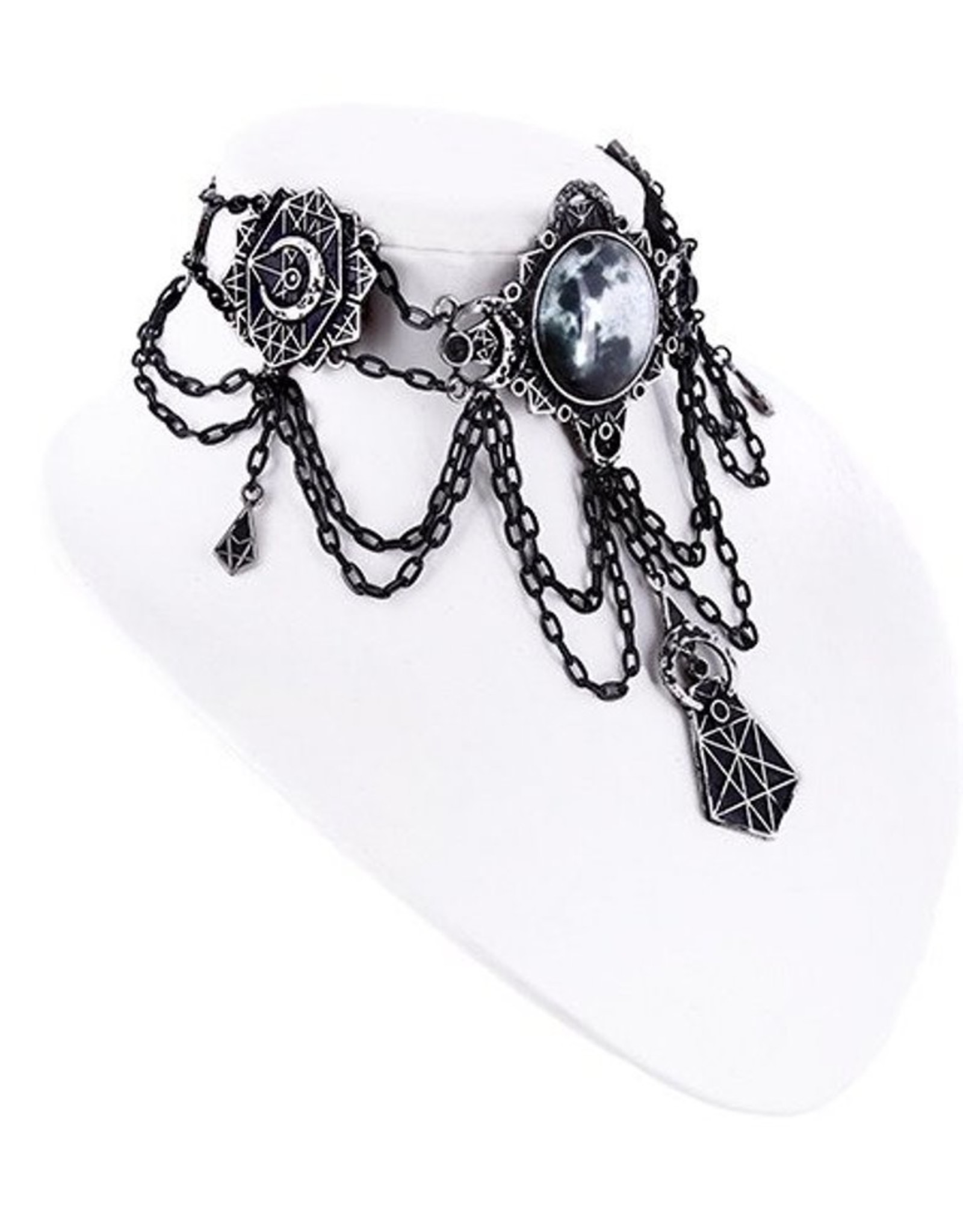 Restyle Gothic accessoires - Choker met maan Moon Geometry Restyle