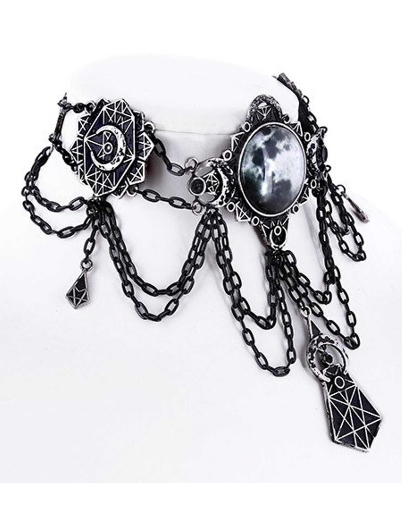 Restyle Gothic accessoires - Choker met maan Moon Geometry Restyle