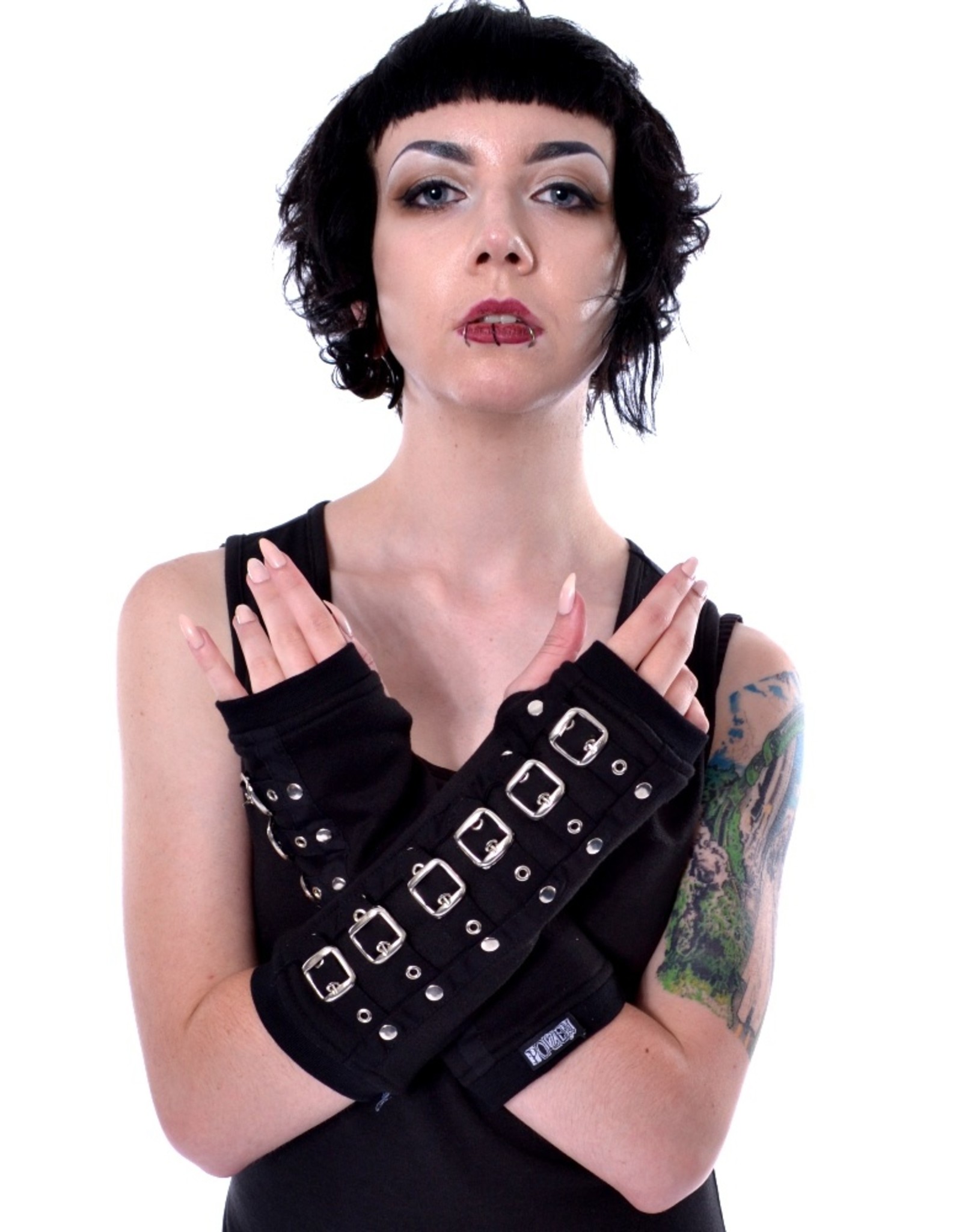 Poizen Industries Gothic en Steampunk accessoires - Armwarmers met Gespen Poizen Industries