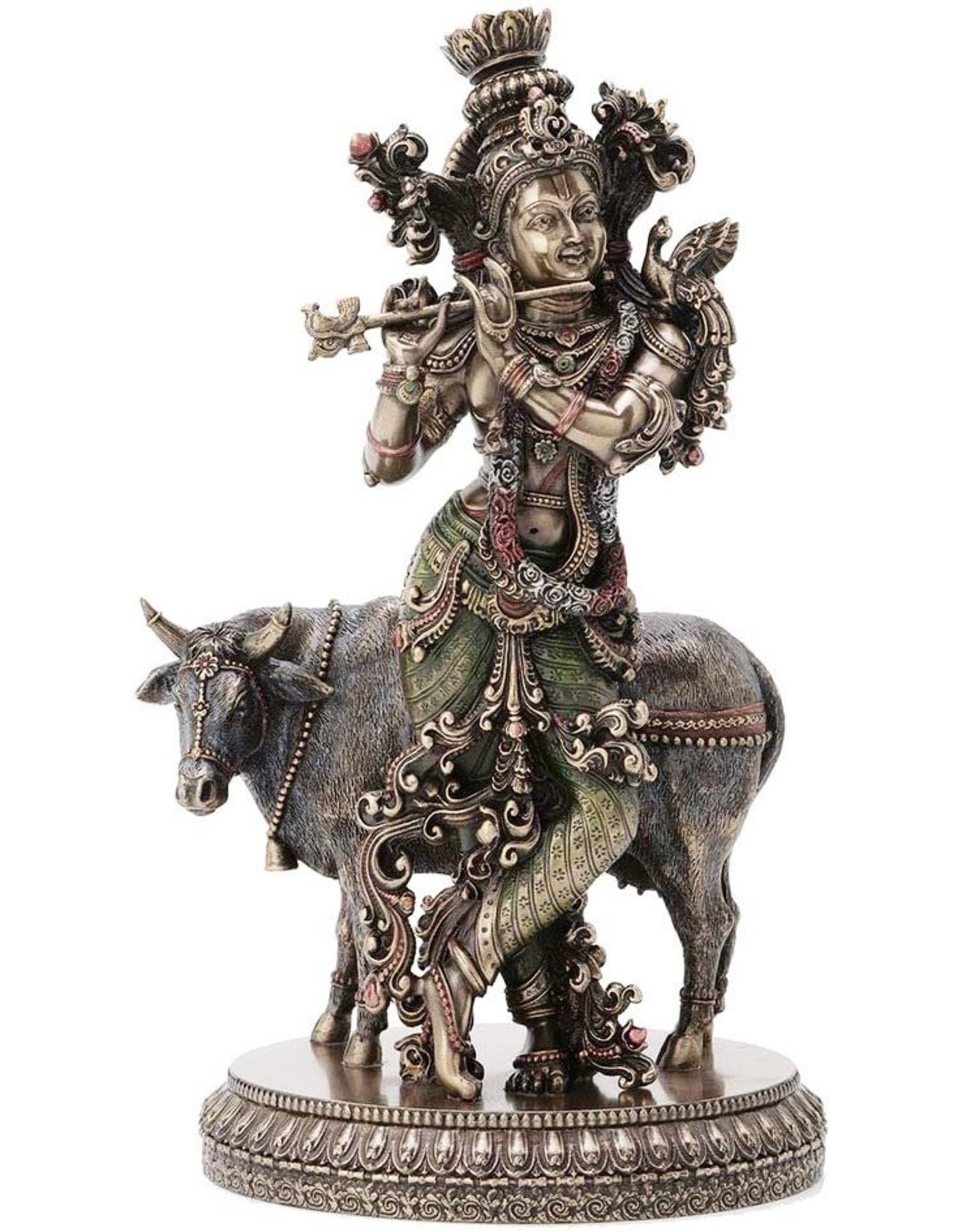 Veronese Design Giftware Figurines Collectables - Krishna with Sacred Cow Veronese Design