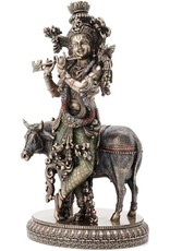 Veronese Design Giftware Figurines Collectables - Krishna with Sacred Cow Veronese Design