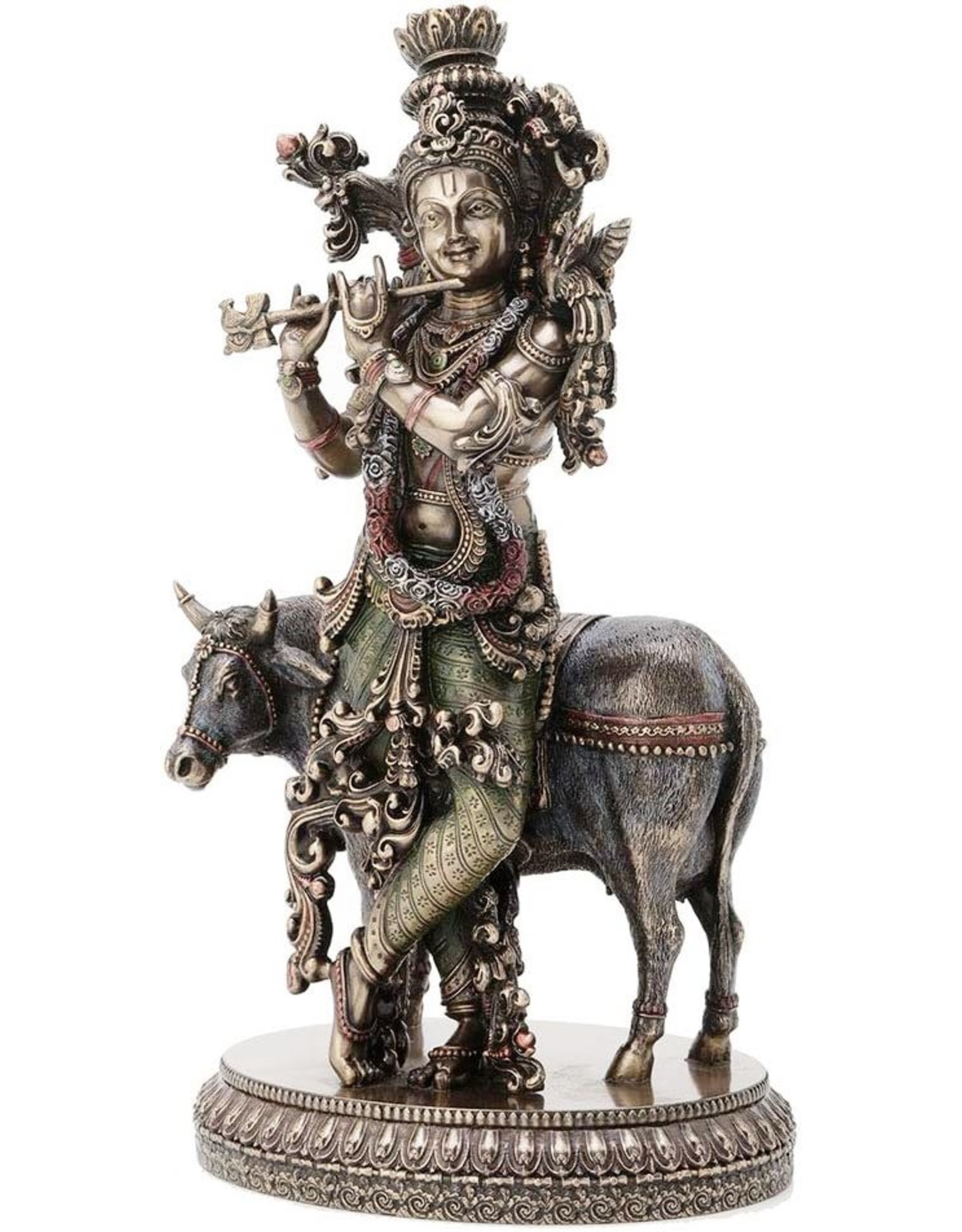 Veronese Design Giftware Figurines Collectables - Krishna with Sacred Cow Veronese Design