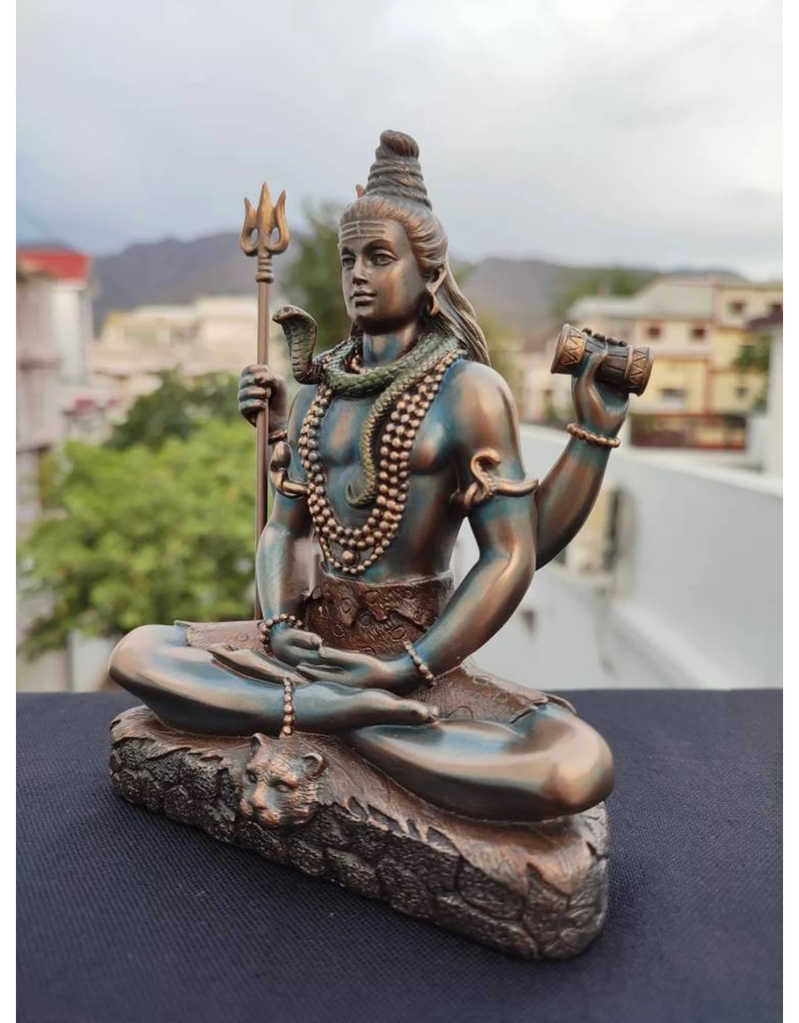 Veronese Design Giftware Figurines Collectables - Shiva in Lotus Pose Bronzed statue Veronese Design