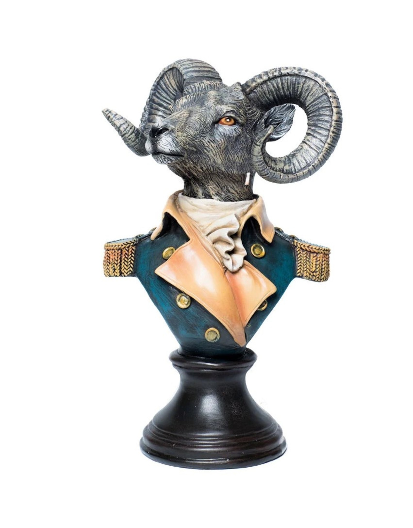 Bentley&Bo Giftware, beelden, collectables - Ram in Melitaire Uniform buste 24cm