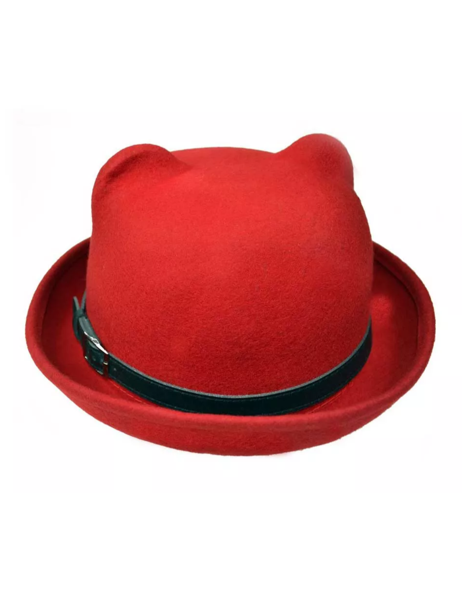 Poizen Industries Gothic steampunk accessories - Poizen Industries Kitty Bowler Hat Red