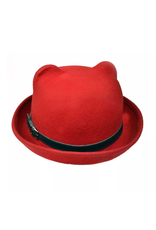 Poizen Industries Gothic steampunk accessories - Poizen Industries Kitty Bowler Hat Red