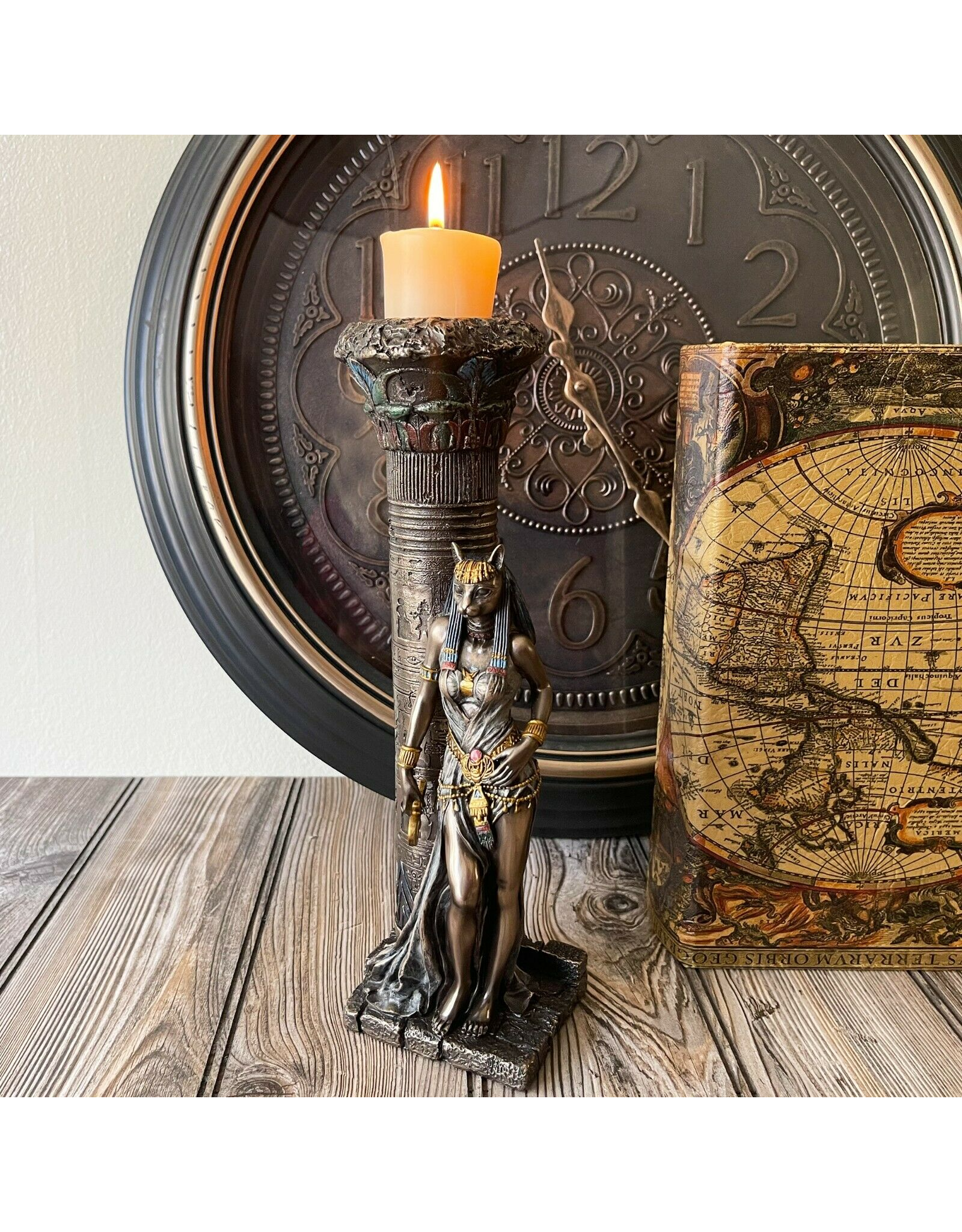 Veronese Design Giftware & Lifestyle - Egyptian Goddess Bastet Candlestick Veronese Design