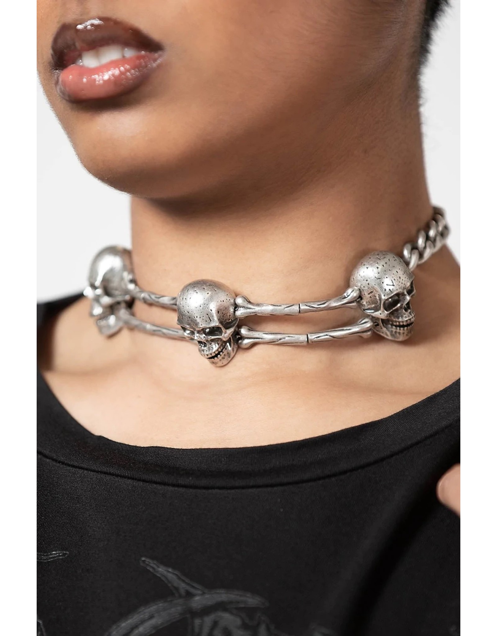 Killstar Killstar tassen en accessoires - Killstar Schedels & Botten Choker "Naven"