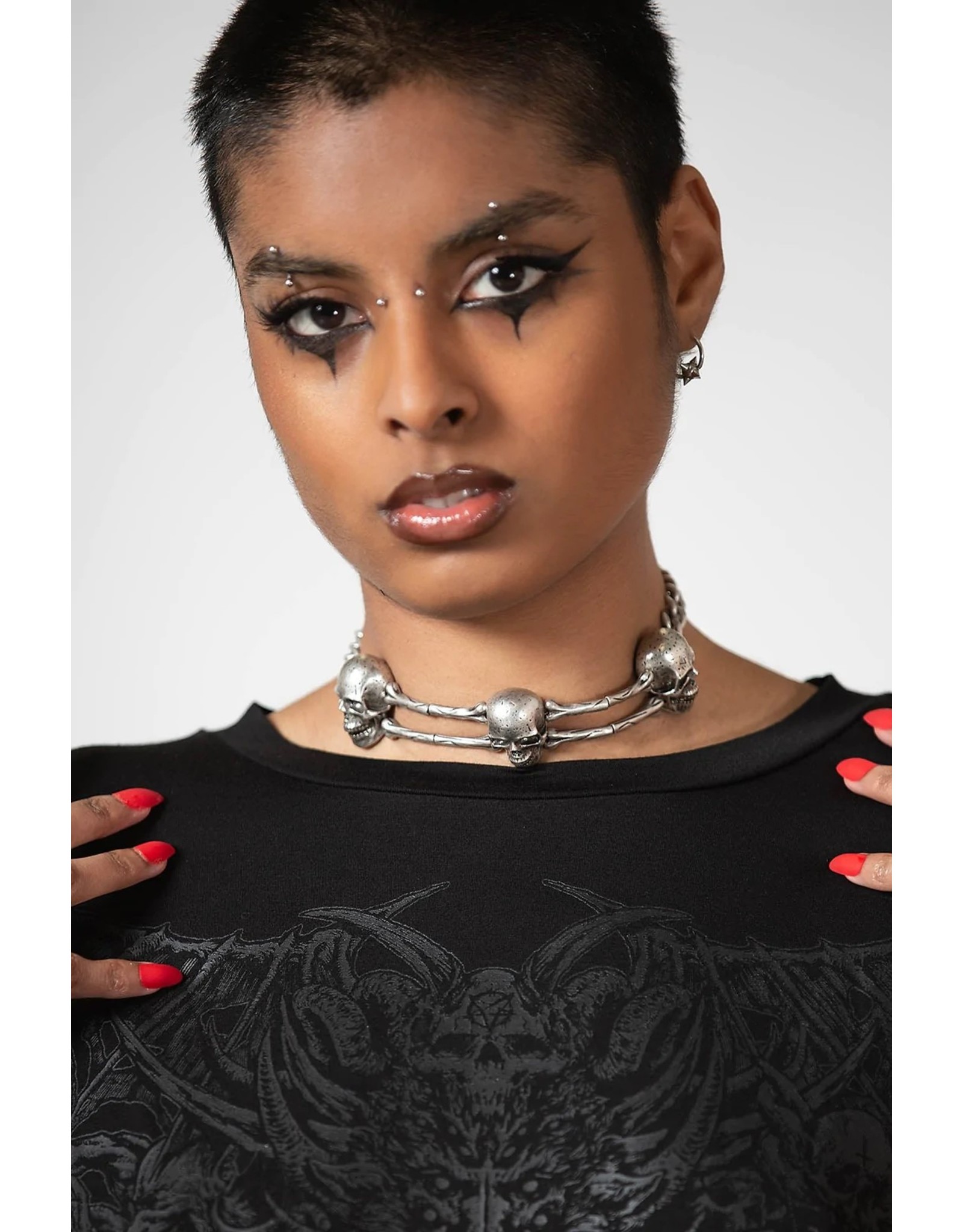 Killstar Killstar tassen en accessoires - Killstar Schedels & Botten Choker "Naven"