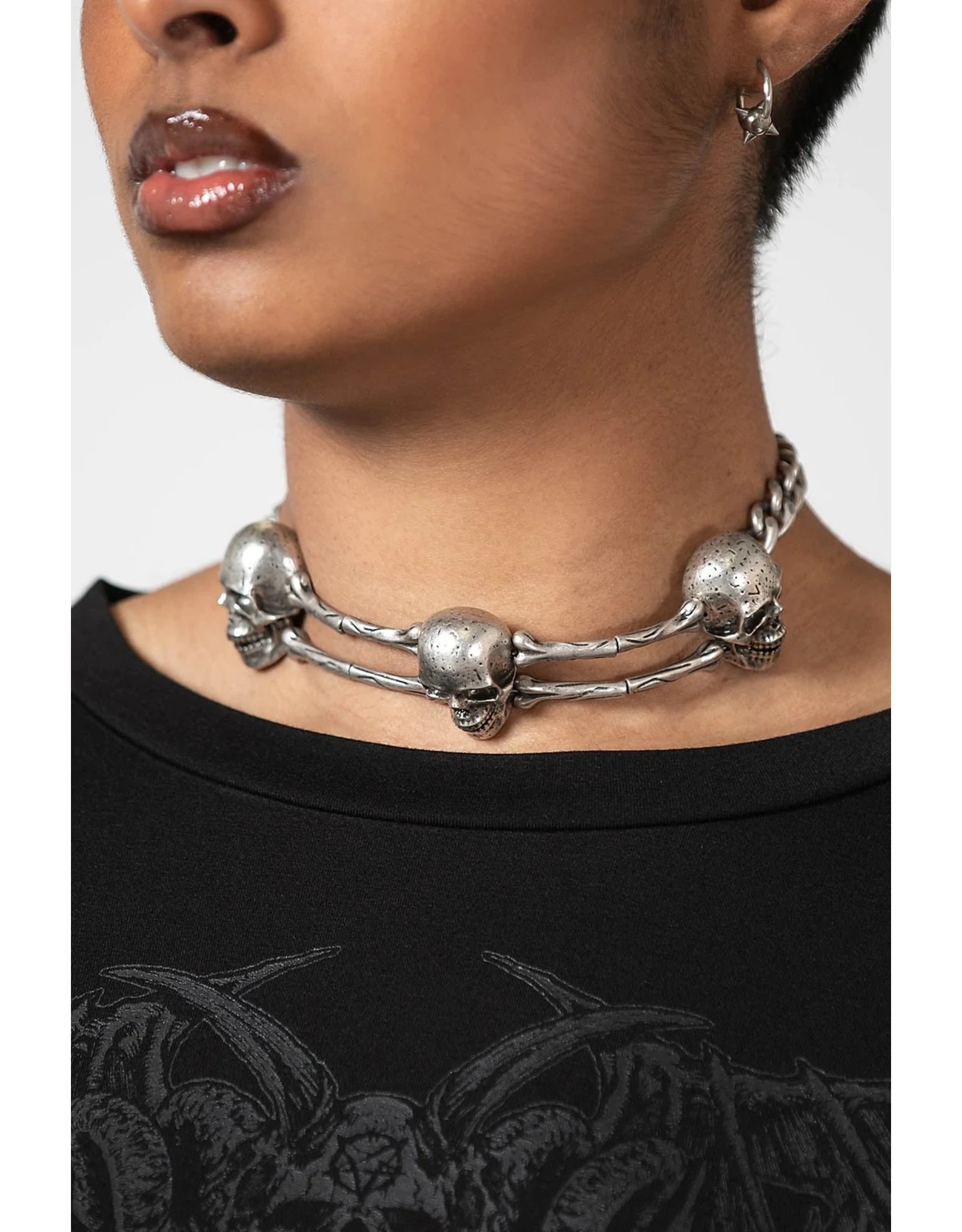 Killstar Killstar tassen en accessoires - Killstar Schedels & Botten Choker "Naven"