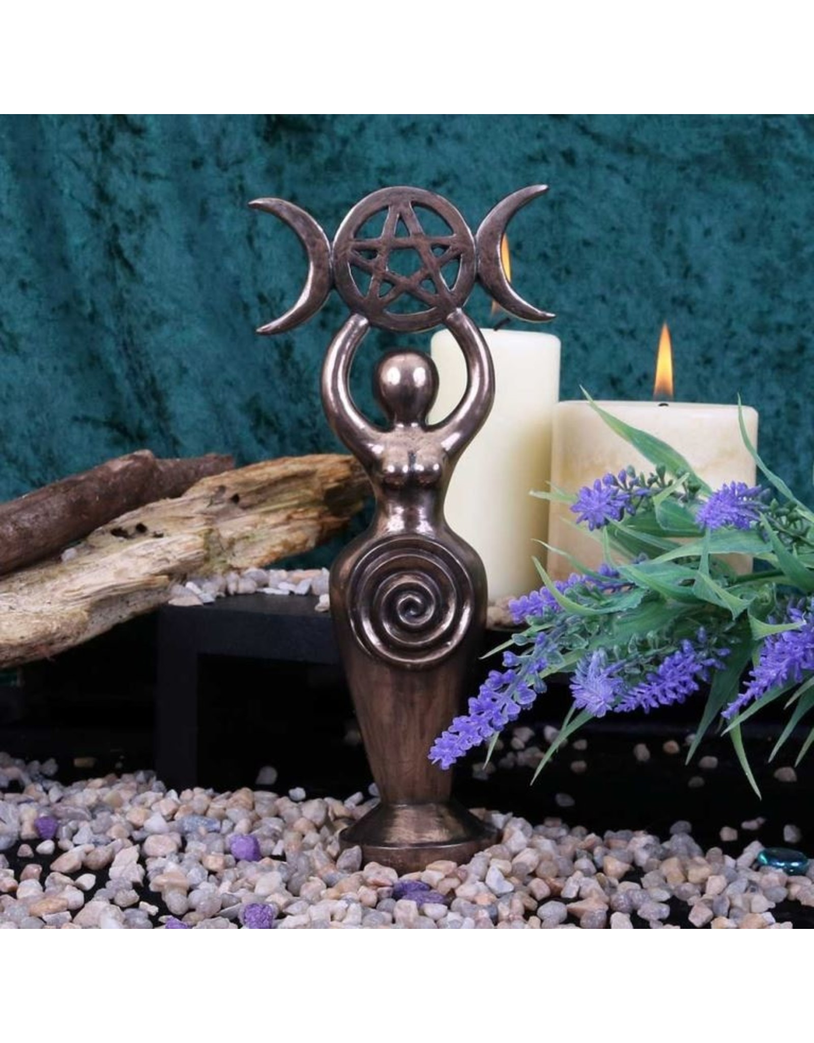 Willow Hall Giftware & Lifestyle - Triple Goddess Figurine Bronzed Wiccan Idol Statue 20cm