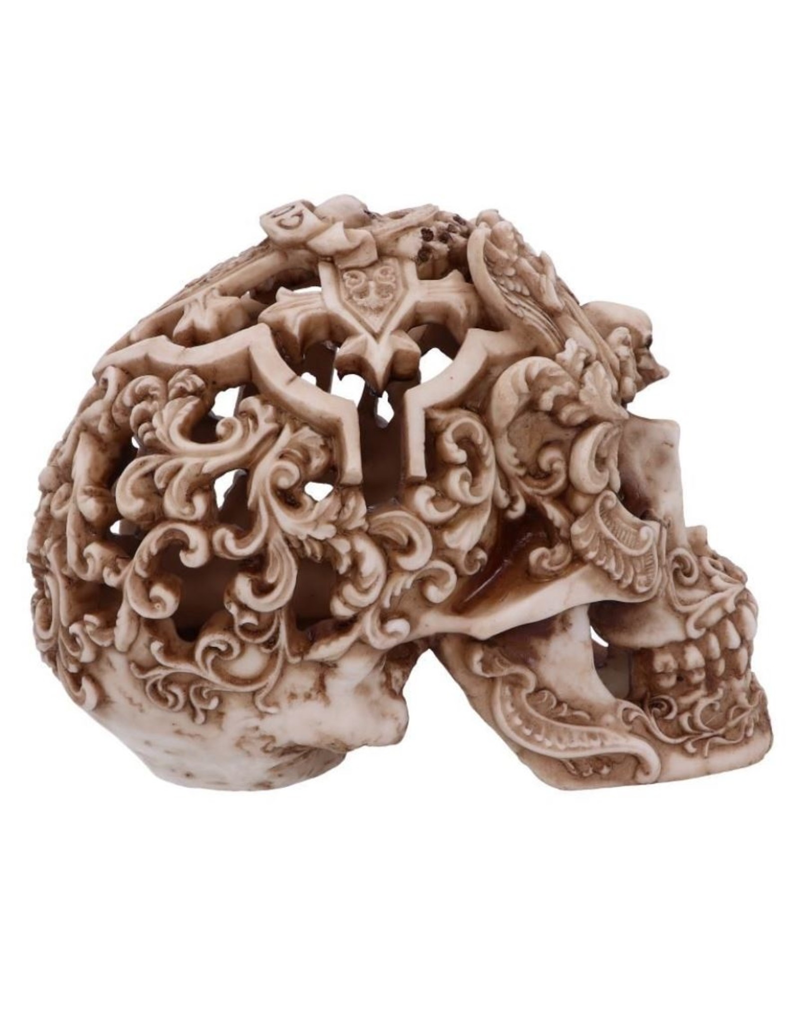 NemesisNow Giftware Beelden Collectables  - Gothic Schedel met Rococo Ornament 19cm