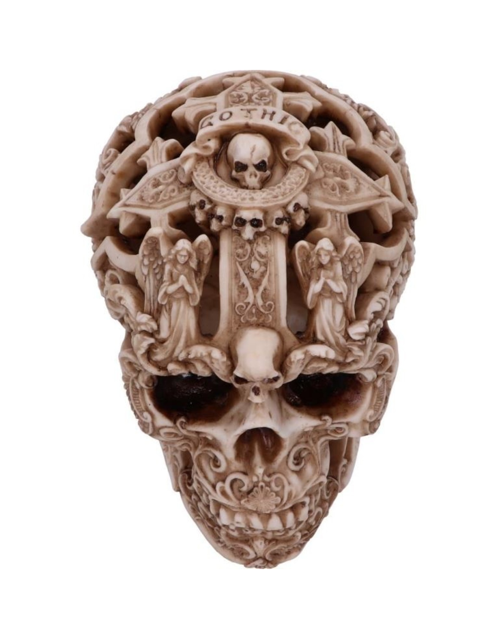 NemesisNow Giftware Figurines Collectables - Gothic Carved Skull Rococo 19cm