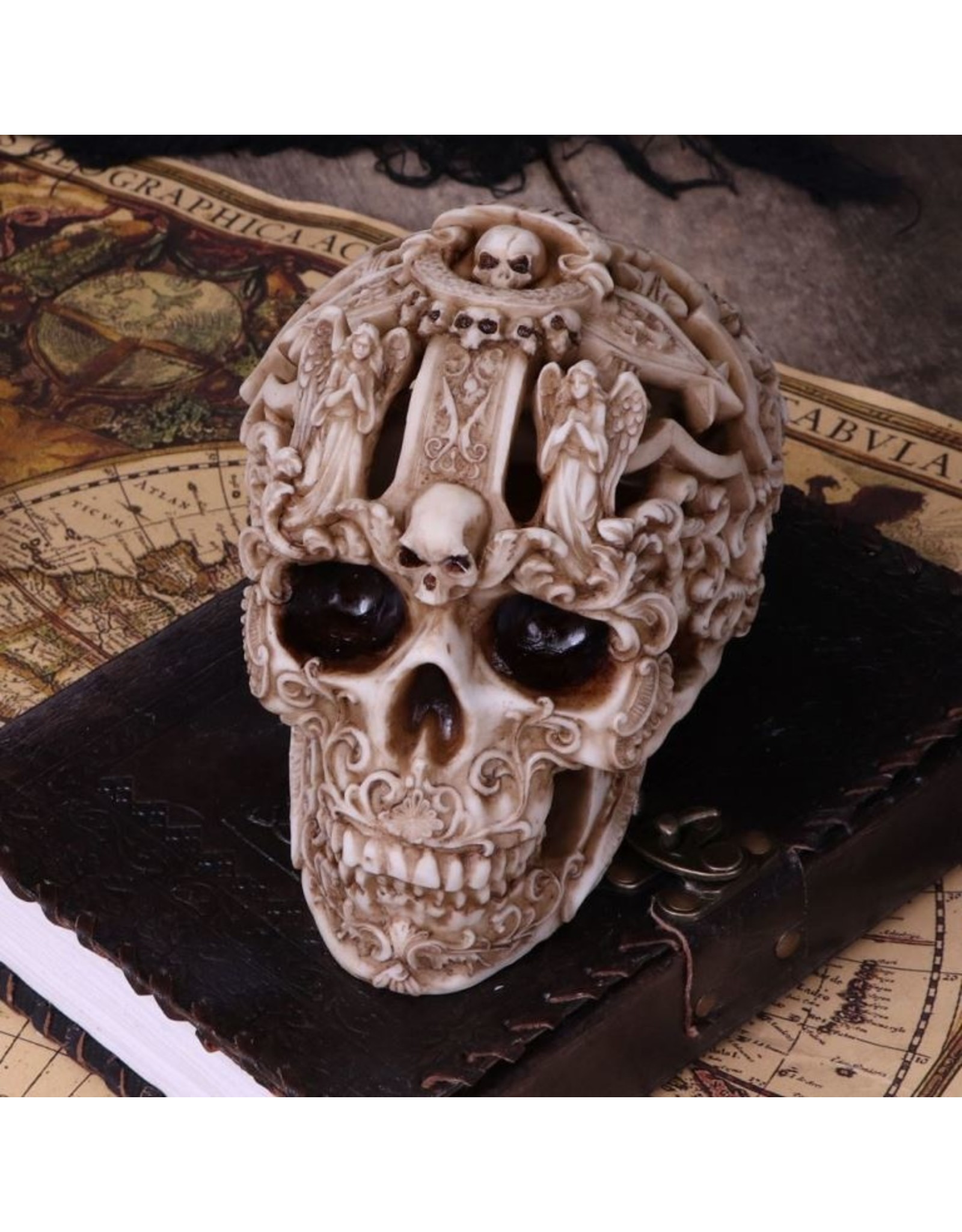 NemesisNow Giftware Figurines Collectables - Gothic Carved Skull Rococo 19cm