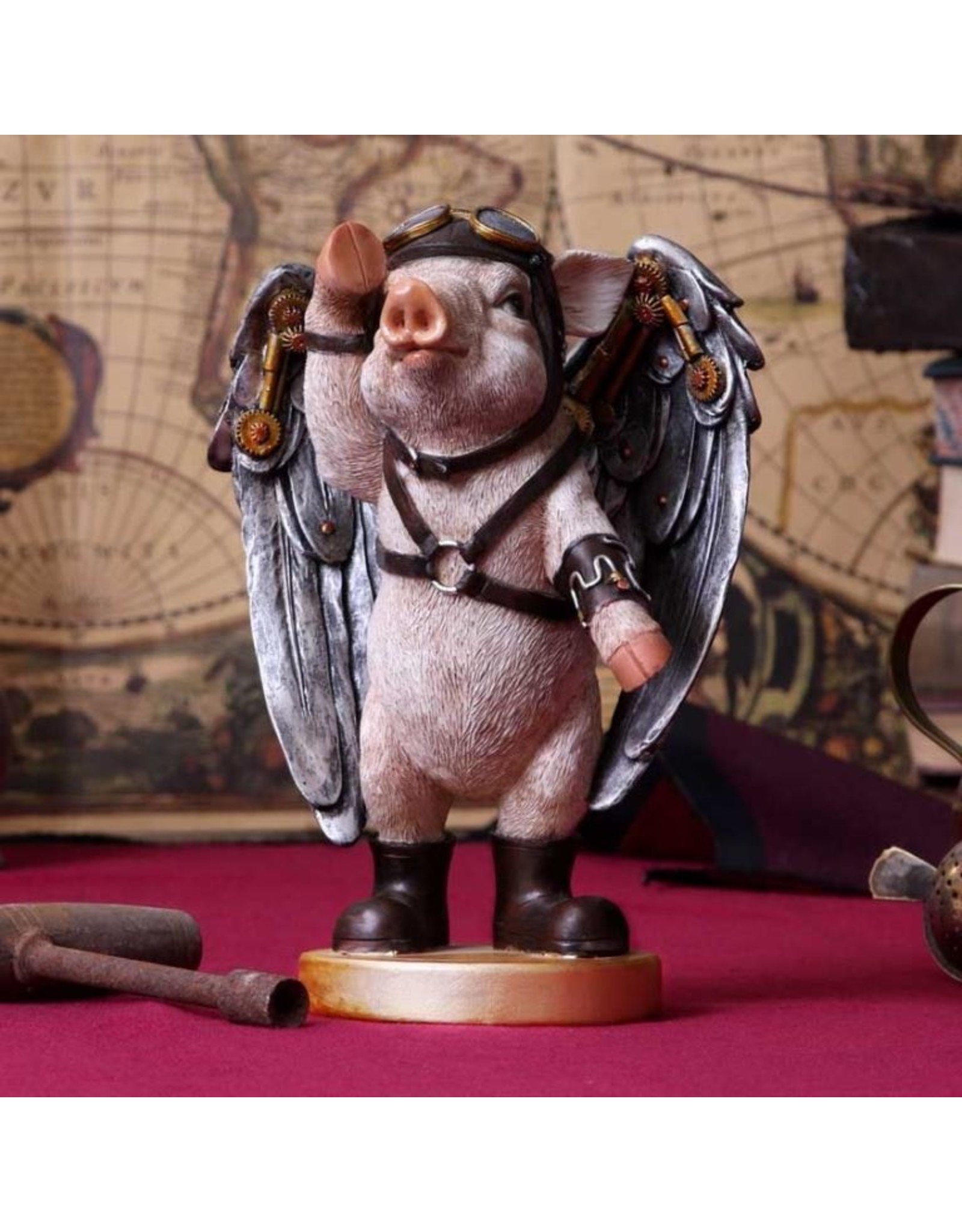 Alator Giftware Beelden Collectables - Steampunk Varken Piloot beeldje Porky Pilot 23cm