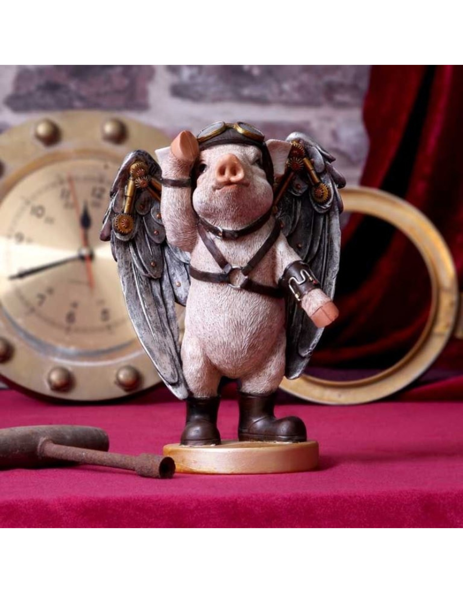 Alator Giftware Figurines Collectables - Steampunk Pig Pilot figurine Porky Pilot 23cm