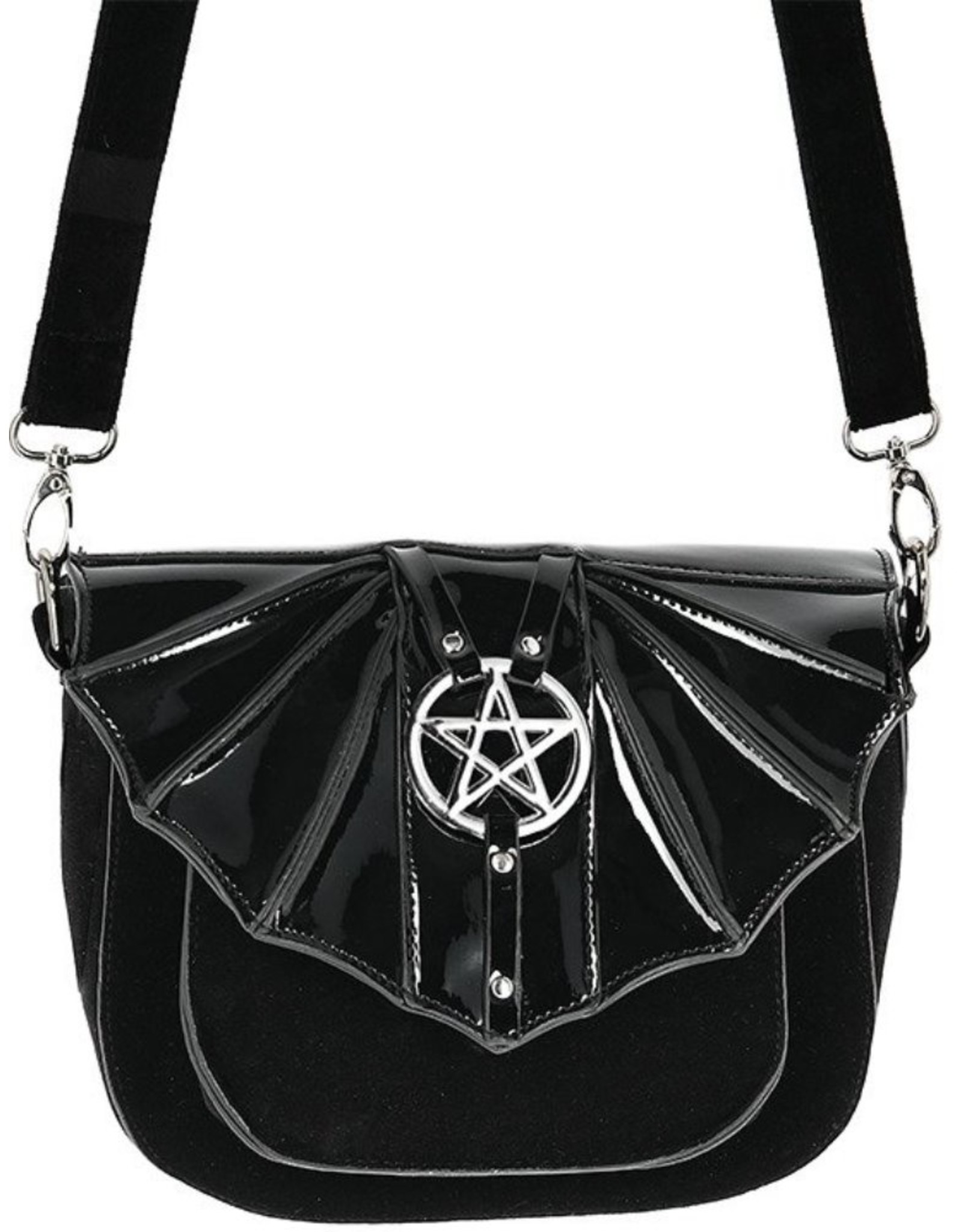 Restyle Gothic tassen Steampunk tassen - Night Creature Kleine Gothic Vleermuis handtas met Pentagram