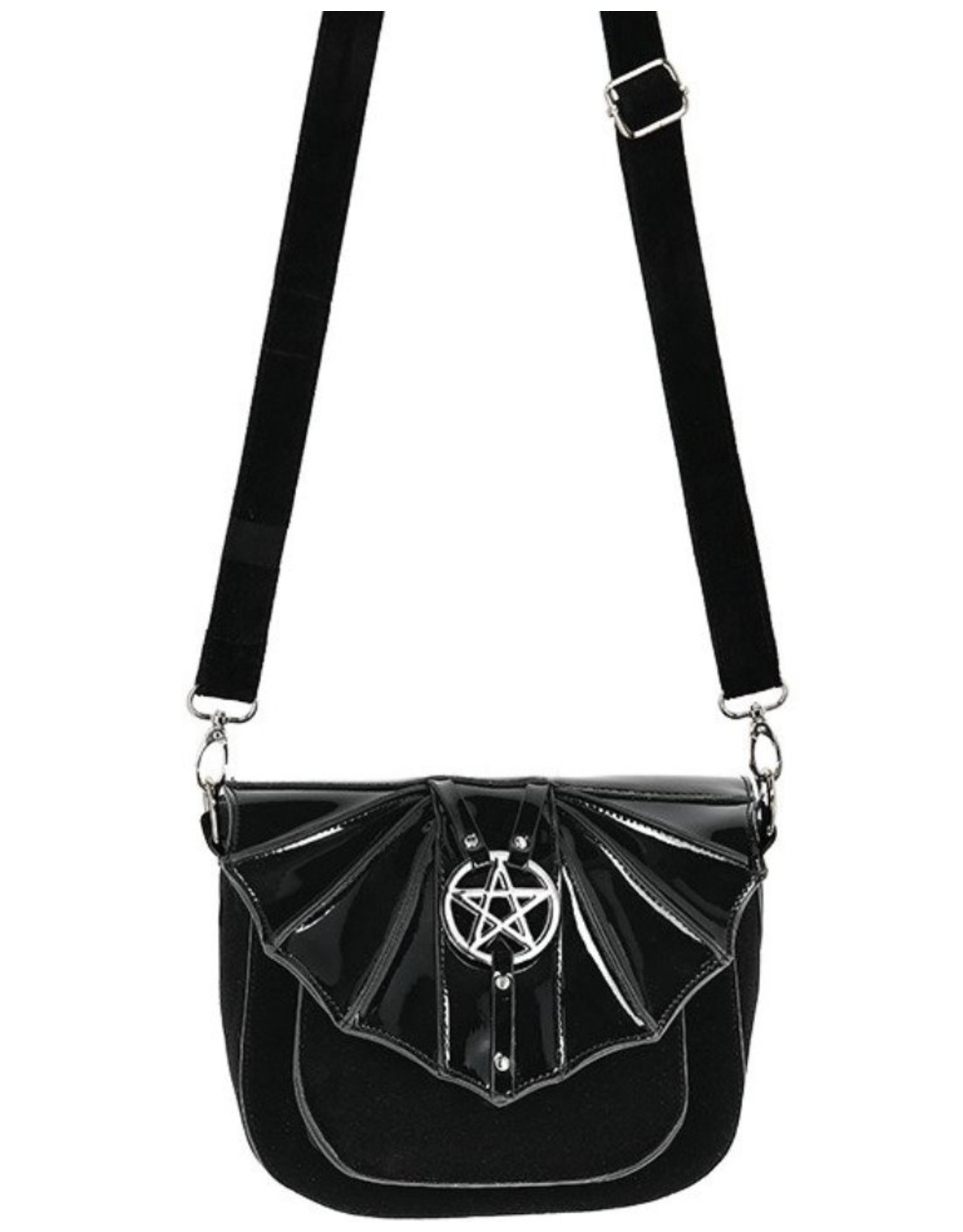 Restyle Gothic tassen Steampunk tassen - Night Creature Kleine Gothic Vleermuis handtas met Pentagram