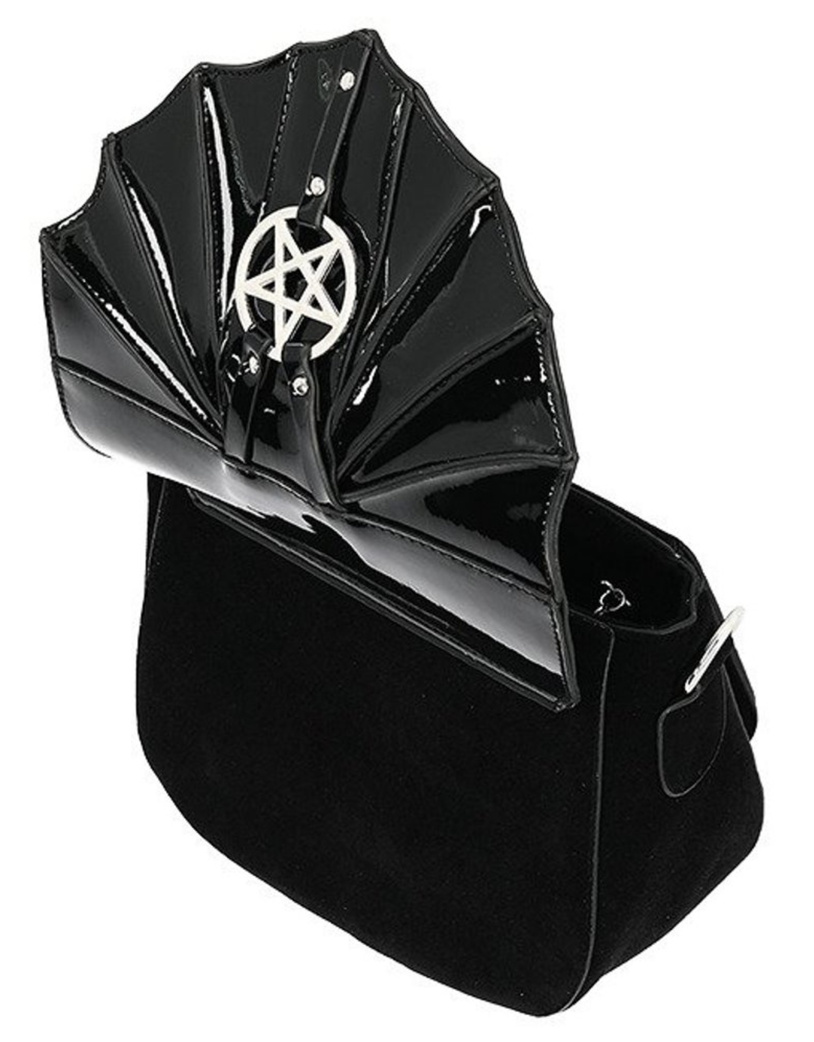 Restyle Gothic tassen Steampunk tassen - Night Creature Kleine Gothic Vleermuis handtas met Pentagram