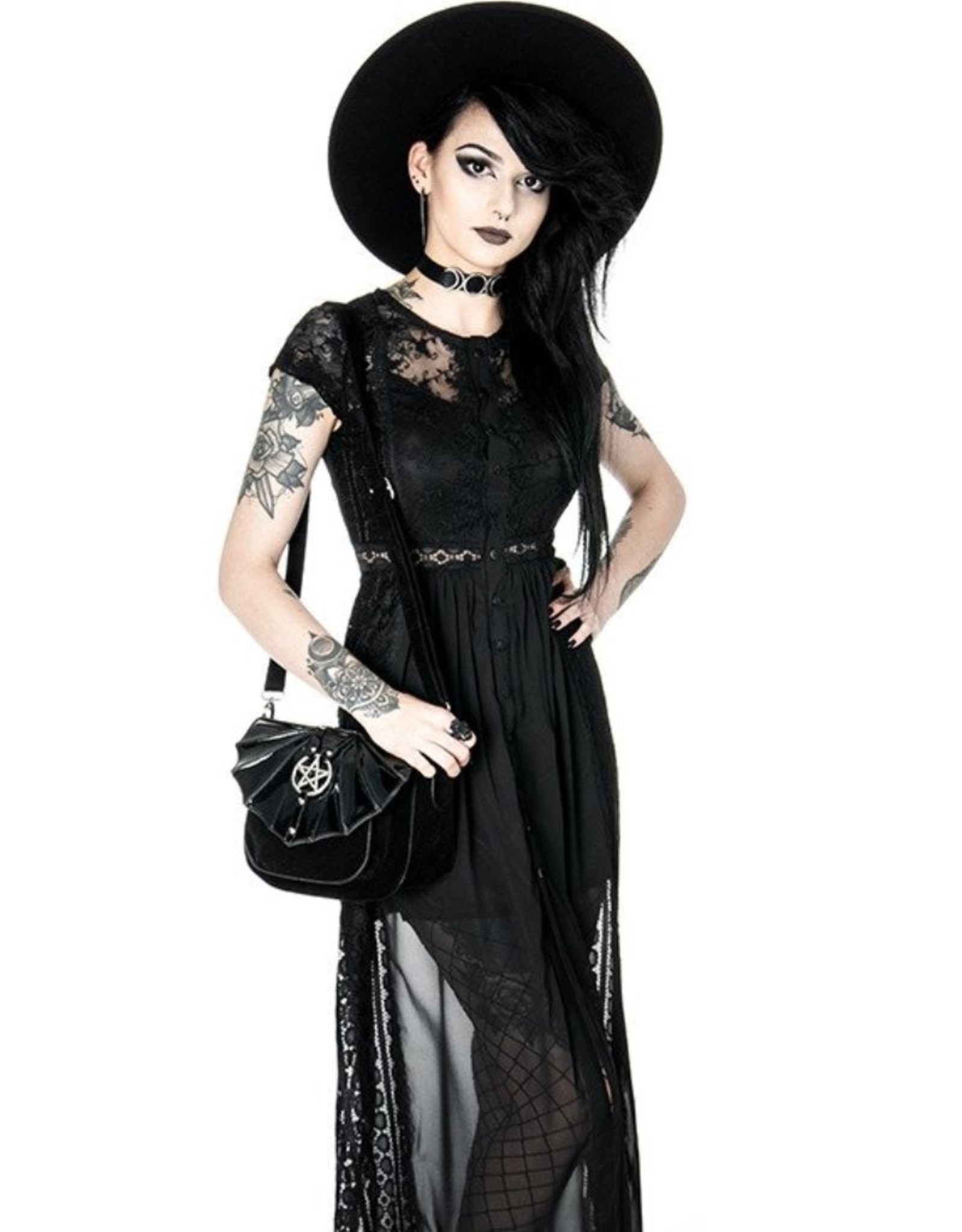 Restyle Gothic bags Steampunk bags - Night Creature Small Gothic Bat handbag with Pentagram