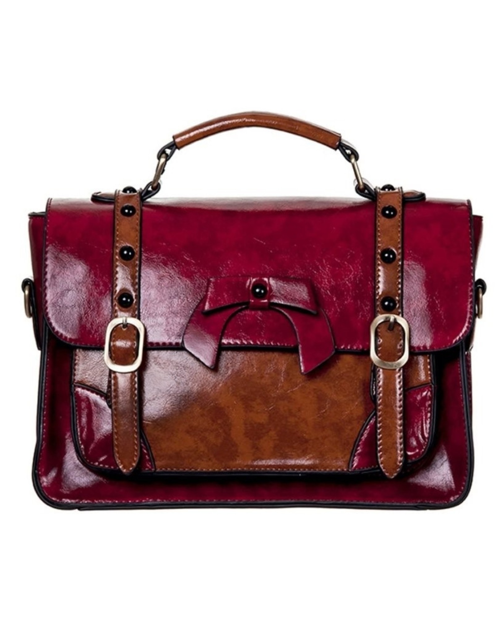 Banned Retro tassen Vintage tassen -  Banned Retro handtas met gespen en strik (rood)