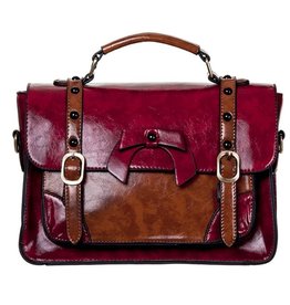 Banned Banned Retro hand bag with buckles and bow (red)