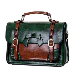 Banned Banned Retro hand bag with buckles and bow (green)