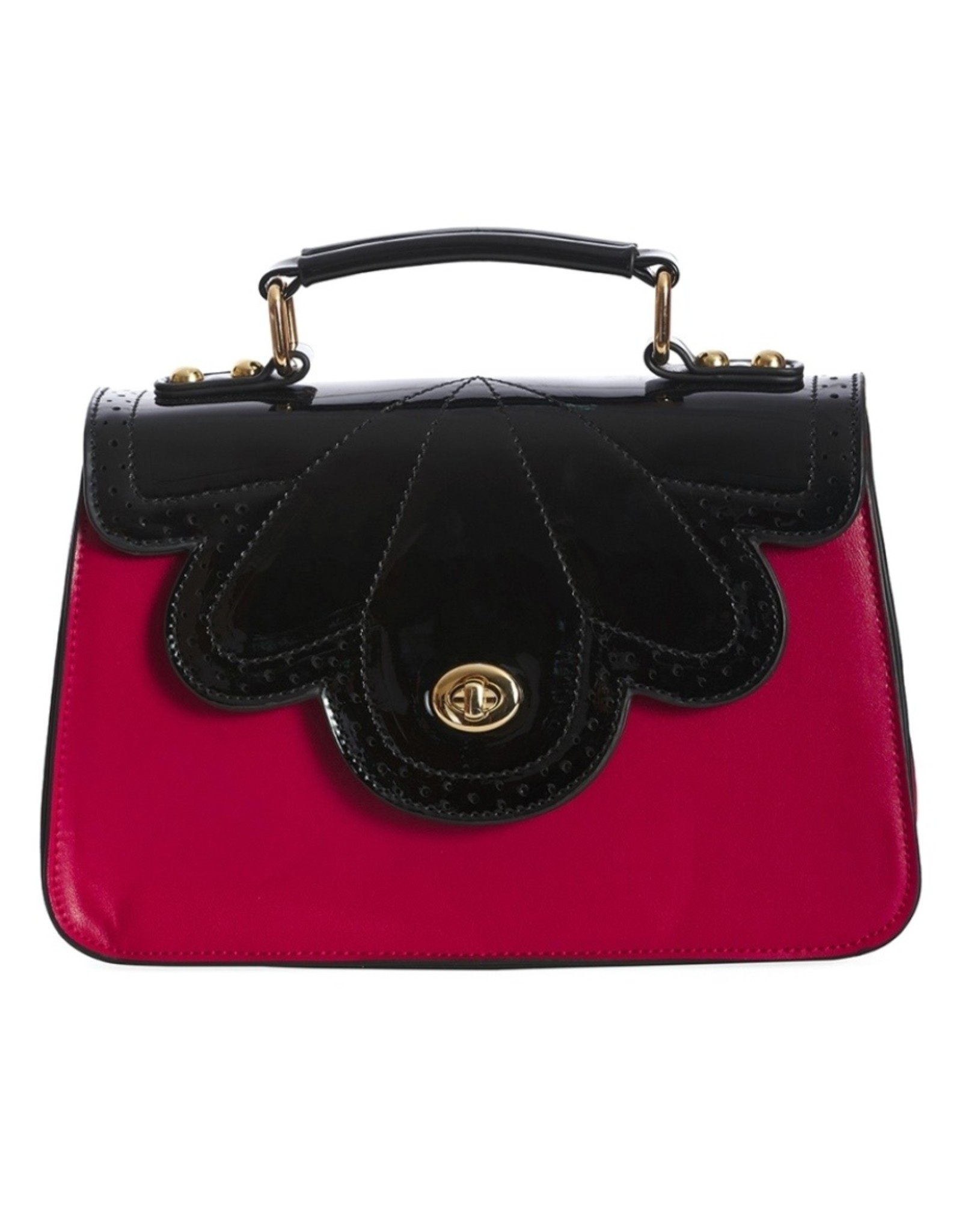 Banned Retro tassen Vintage tassen -  Banned Scalloped Retro 50s Handtas (zwart-rood)