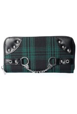 Banned Gothic wallets and Purses - Tartan Wallet with Handcuffs (green)