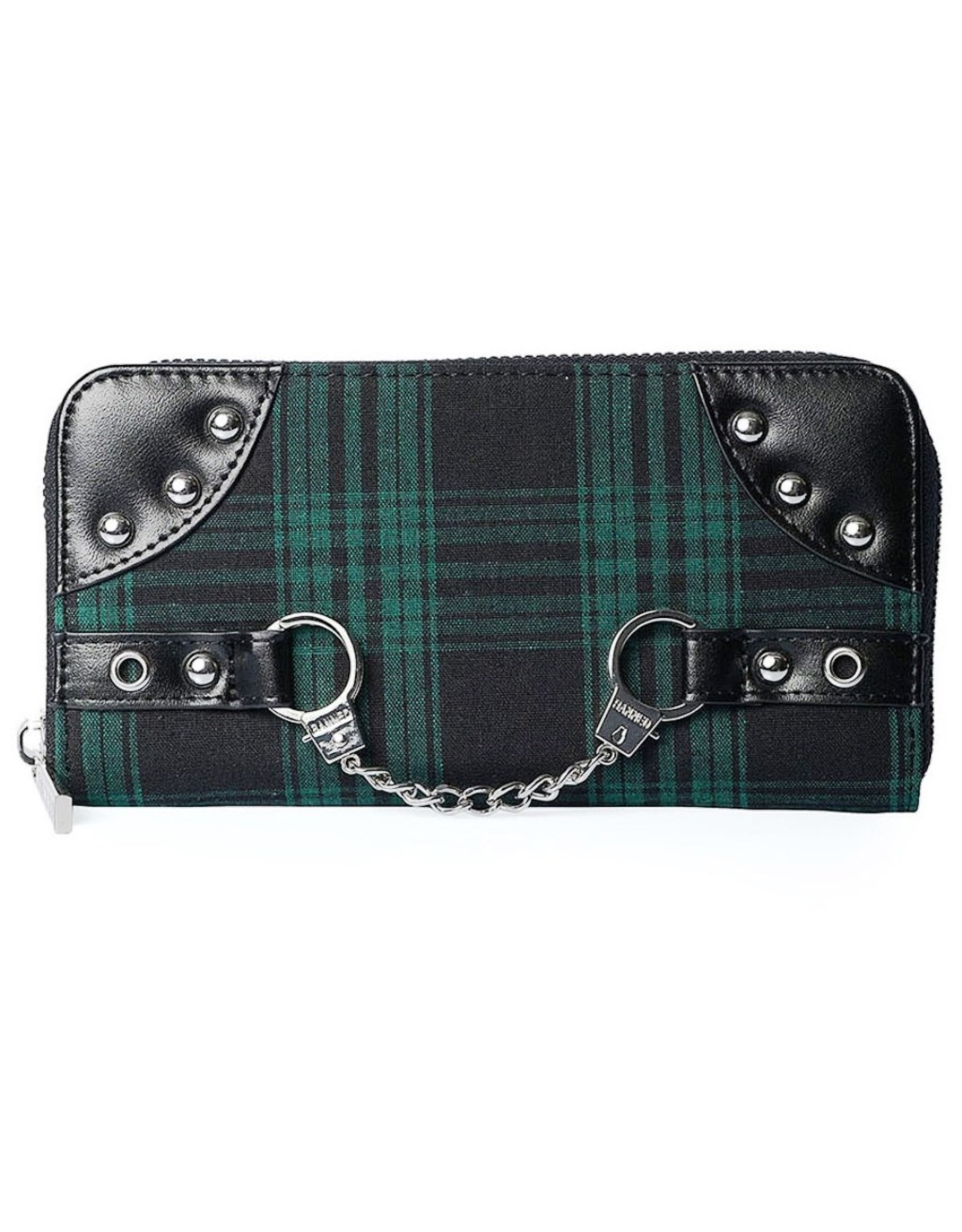 Banned Gothic wallets and Purses - Tartan Wallet with Handcuffs (green)