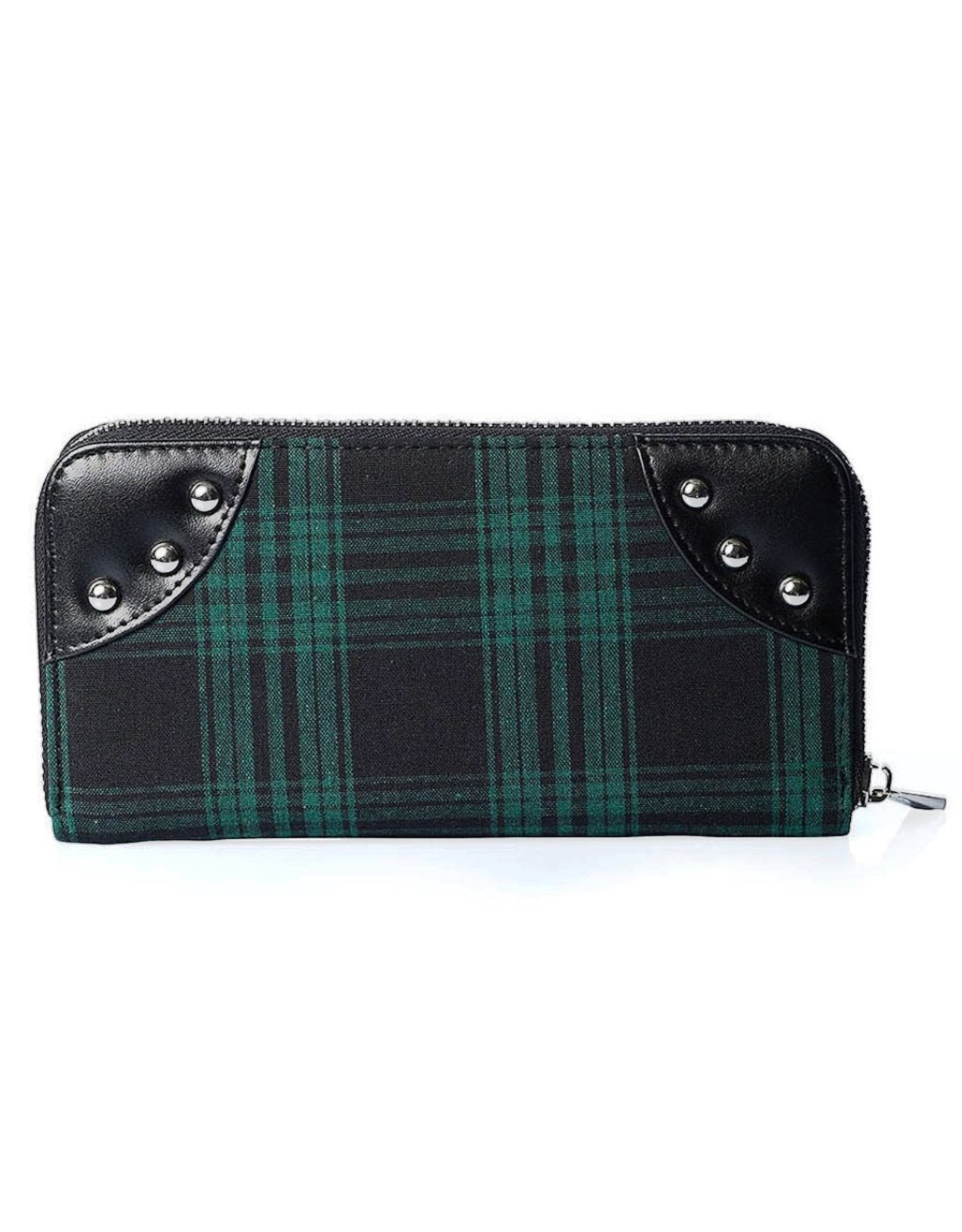 Banned Gothic wallets and Purses - Tartan Wallet with Handcuffs (green)