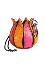 by-Lin Dutch Design Leather Wallets - by-Lin My Little Tulip Leather keychain  "Pink-Yellow-Orange"