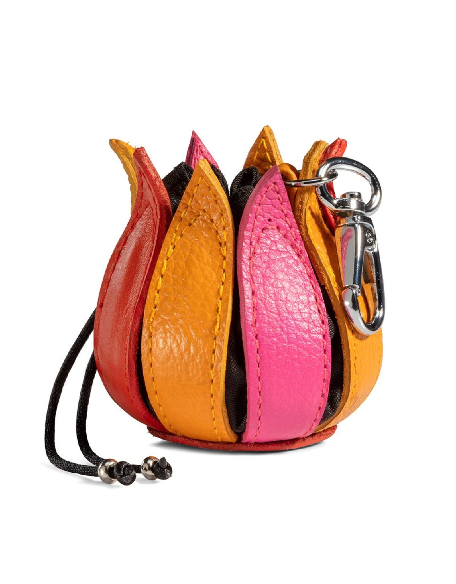 by-Lin Dutch Design Leather Wallets - by-Lin My Little Tulip Leather keychain  "Pink-Yellow-Orange"