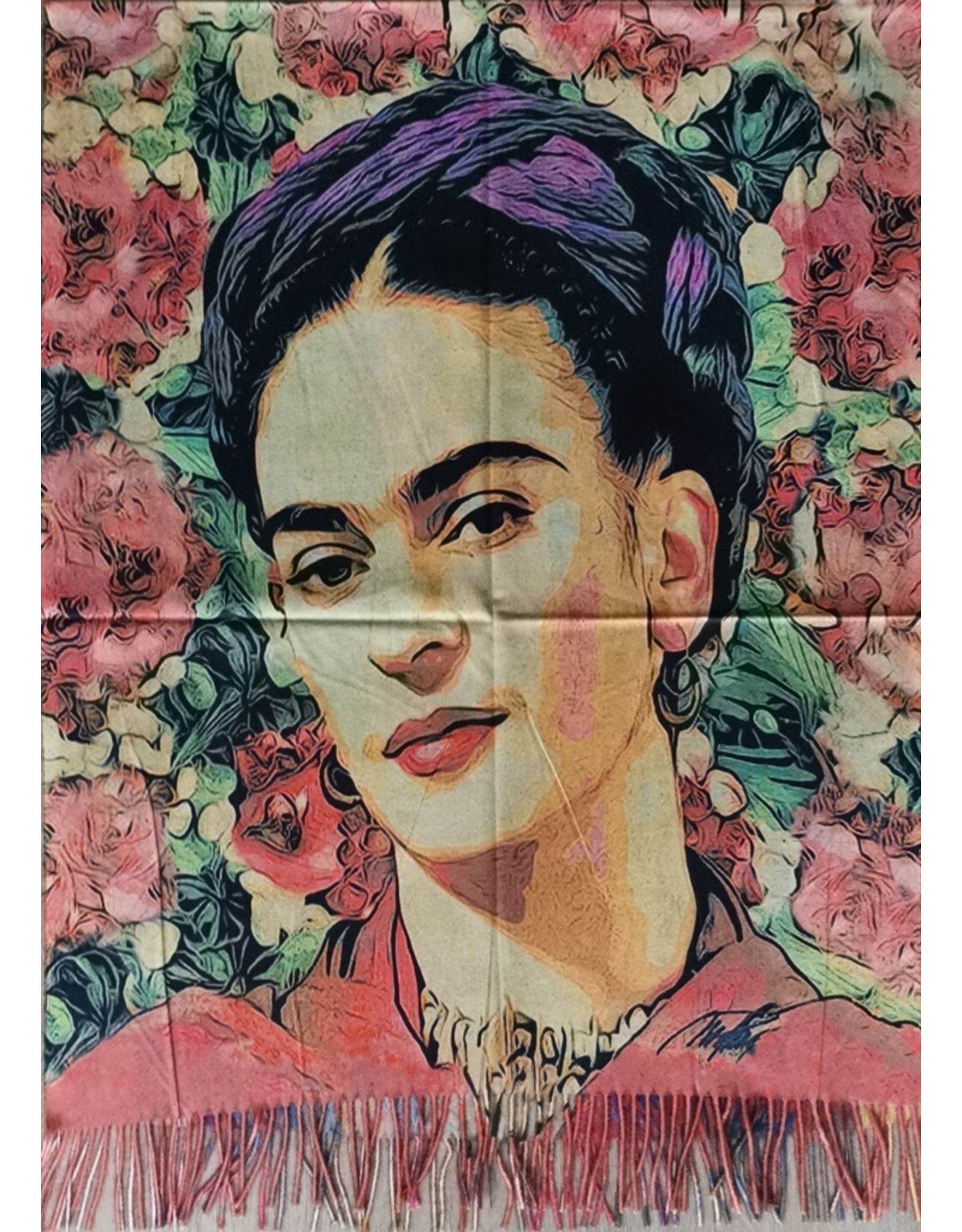 Miscellaneous -    Frida Kahlo Sjaal-Omslagdoek Pastel Rozen dubbelzijdig