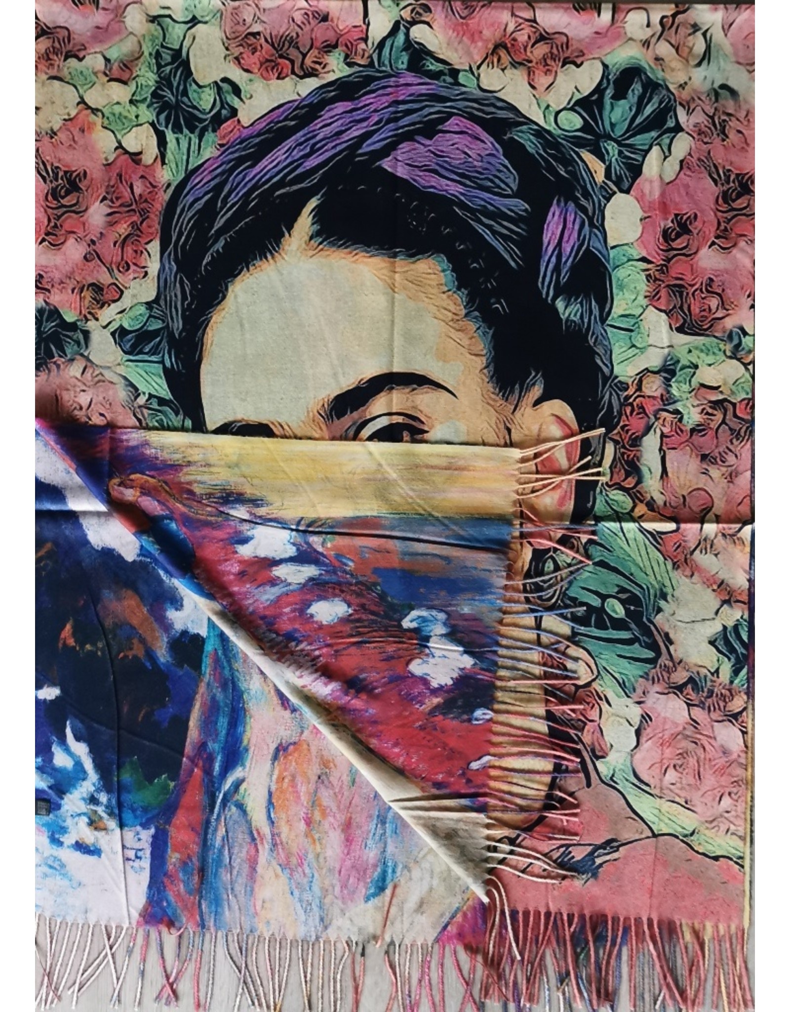 Miscellaneous - Frida Kahlo Shawl-Wraparound  Pastel Roses double sided