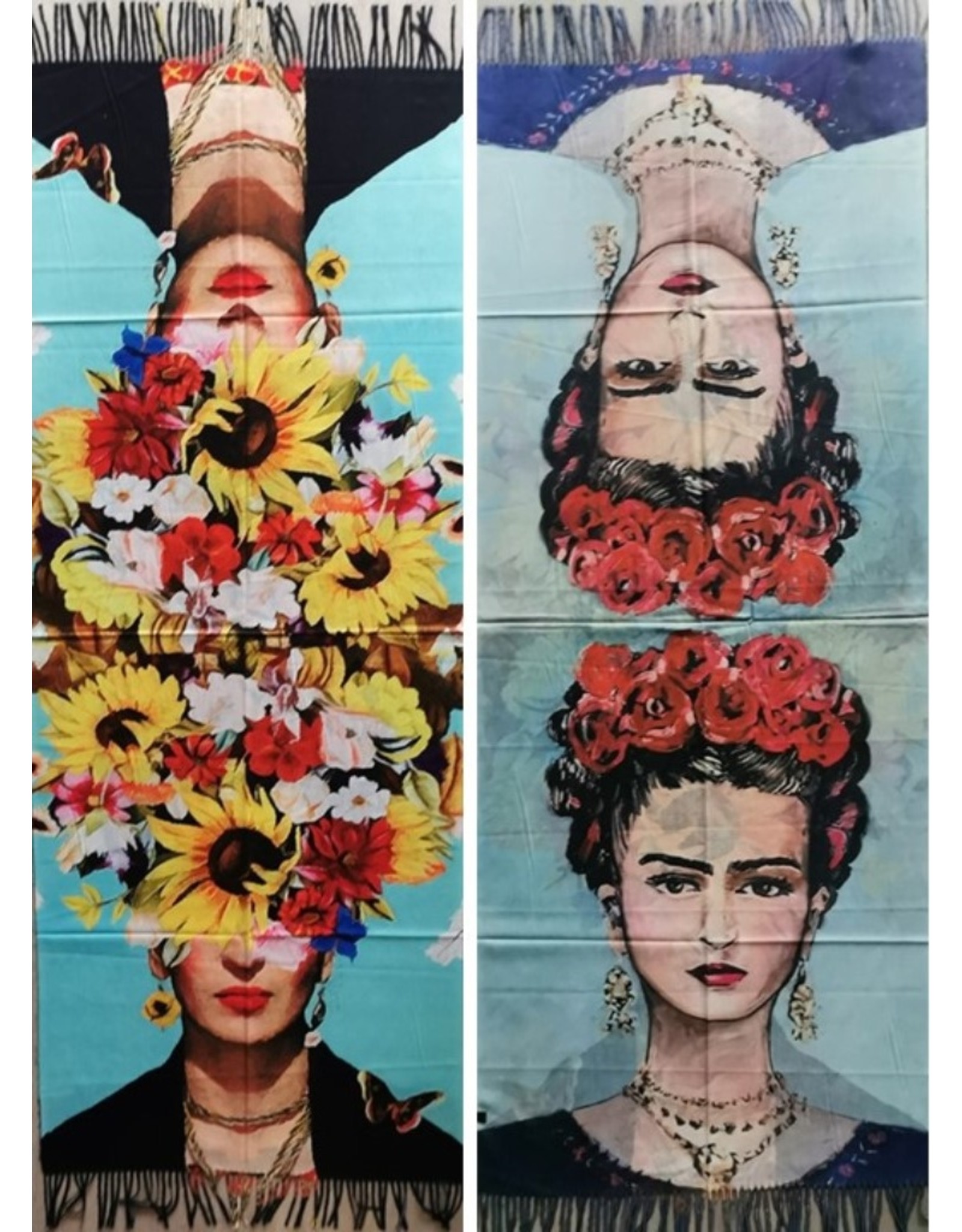 Miscellaneous - Frida Kahlo Rozenkrans-Zonnebloemkrans Sjaal dubbelzijdig
