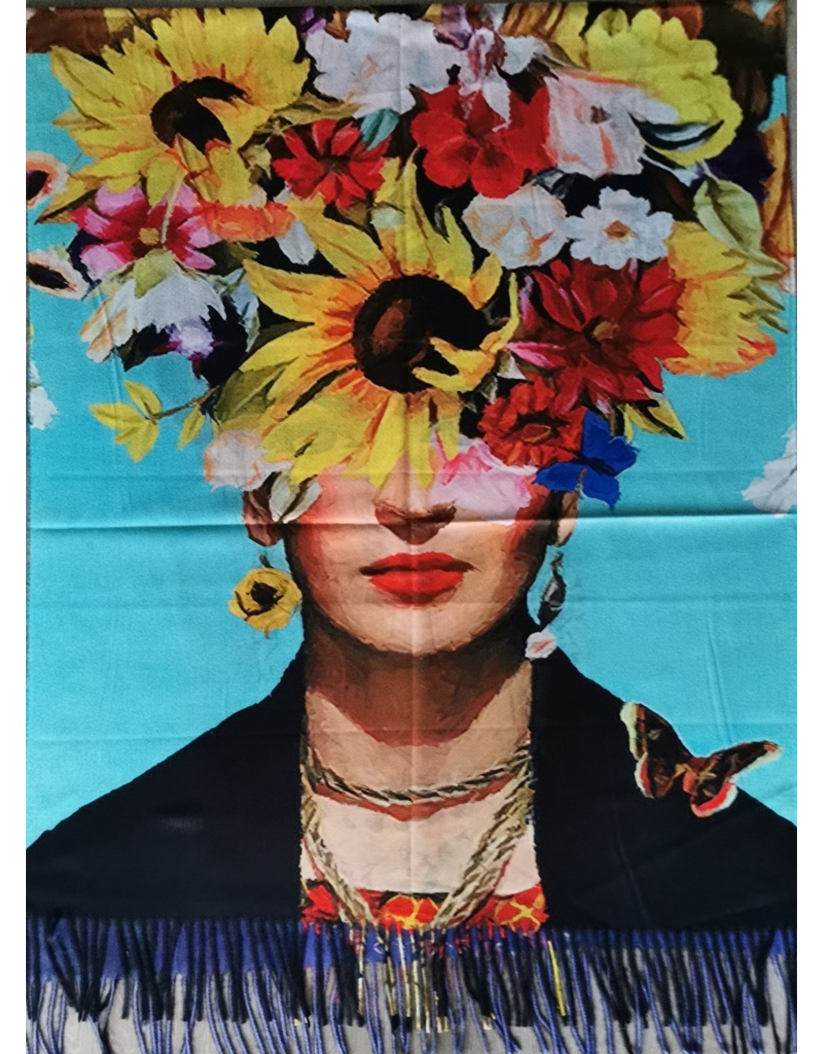 Miscellaneous - Frida Kahlo Roses & Sunflower Wreath Shawl double sided