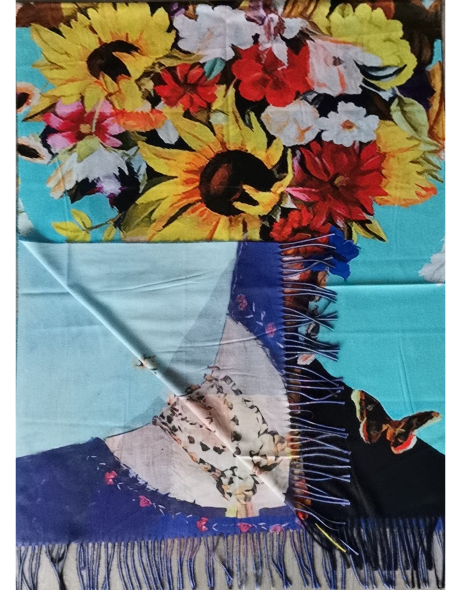 Miscellaneous - Frida Kahlo Roses & Sunflower Wreath Shawl double sided
