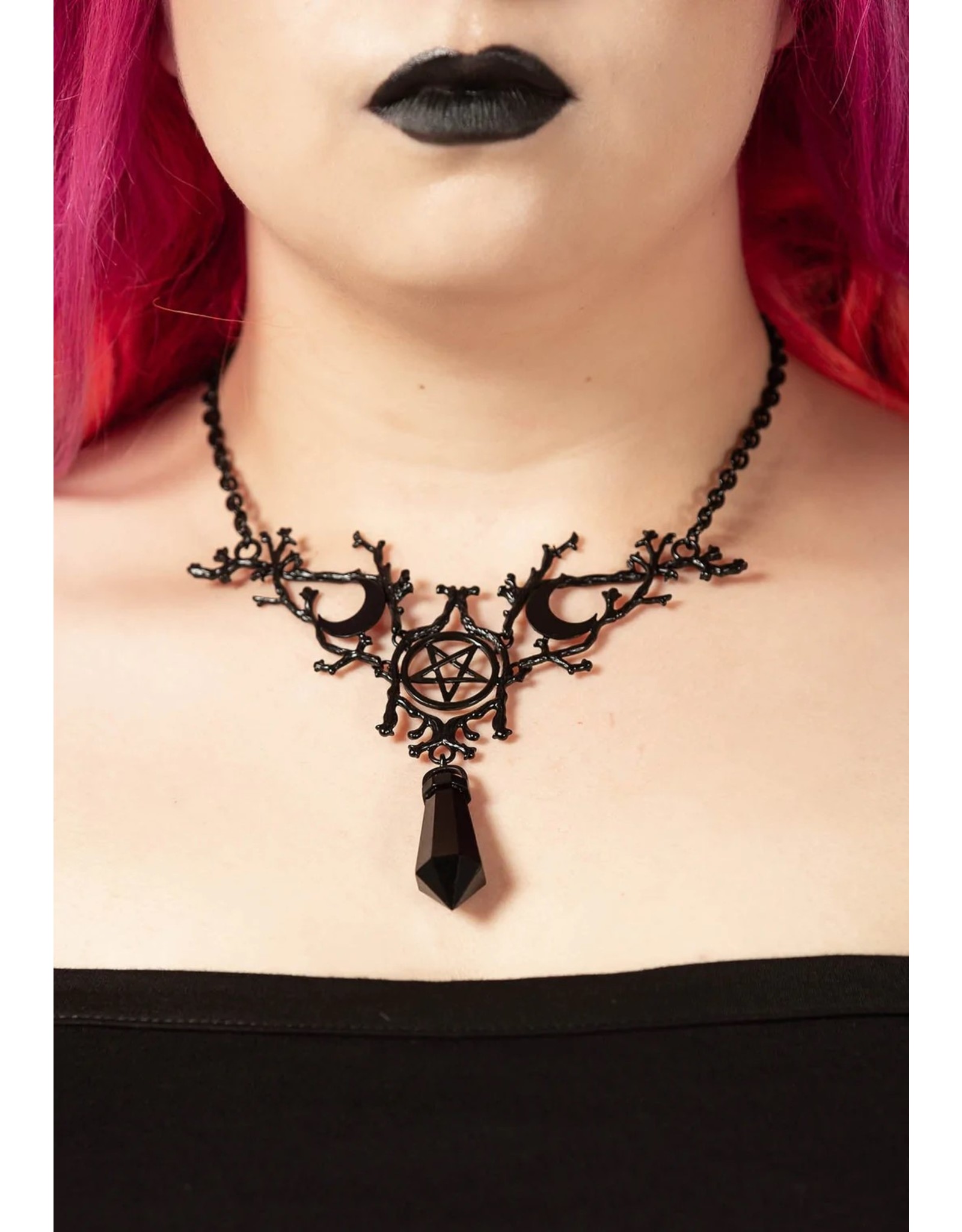 Killstar Gothic en Steampunk sieraden - Killstar Forest Spirit  ketting zwart metal