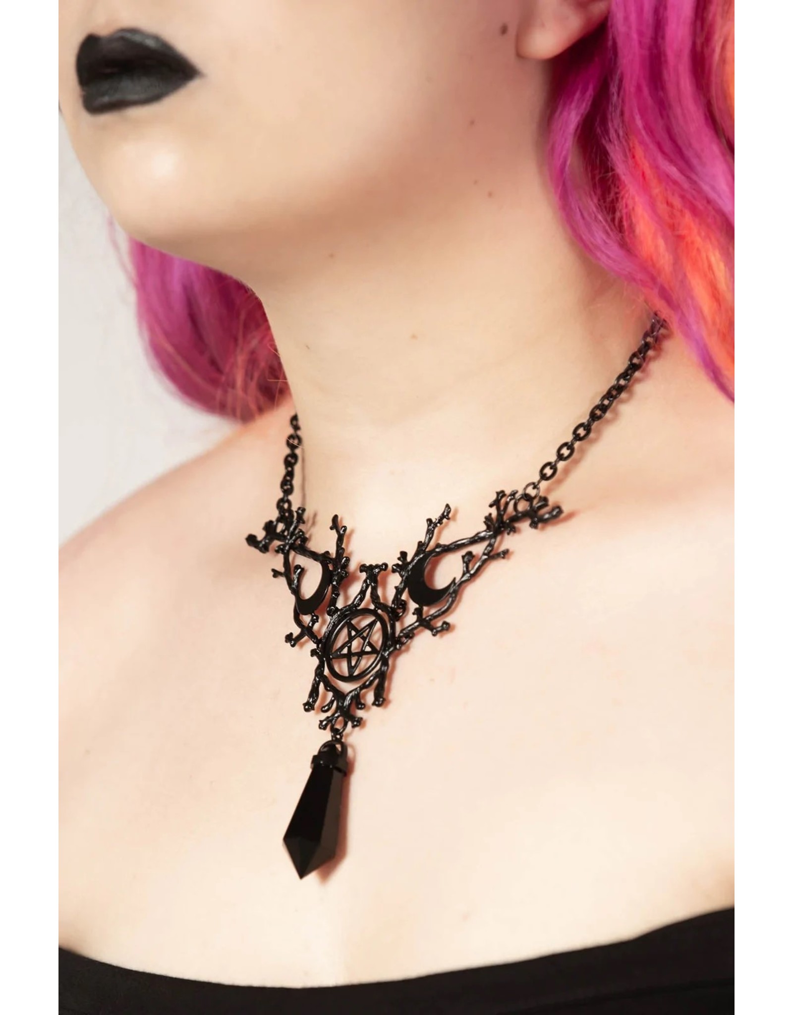 Killstar Gothic en Steampunk sieraden - Killstar Forest Spirit  ketting zwart metal