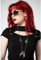 Killstar Gothic and Steampunk jewelry - Killstar Moon Bloom necklace Crescent and Roses